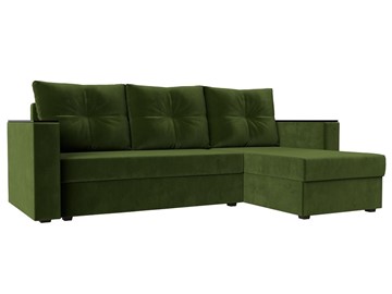 Угловой раскладной диван Атланта Лайт Б/С, Зеленый (Микровельвет) в Магадане