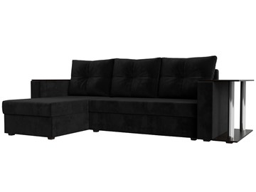 Угловой диван с оттоманкой Атланта Лайт, Черный (велюр) в Магадане
