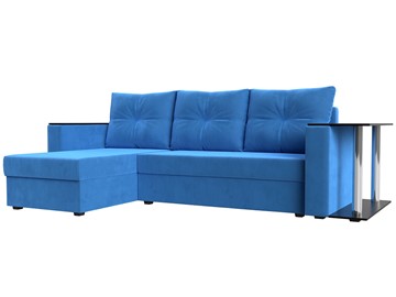 Угловой диван с оттоманкой Атланта Лайт, Голубой (велюр) в Магадане