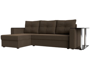Угловой диван с оттоманкой Атланта Лайт, Коричневый (рогожка) в Магадане - предосмотр