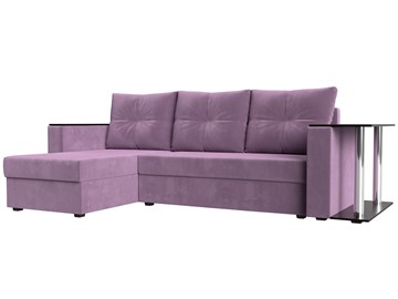 Угловой диван с оттоманкой Атланта Лайт, Сиреневый (микровельвет) в Магадане - предосмотр