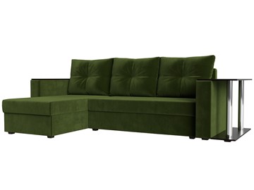 Угловой диван с оттоманкой Атланта Лайт, Зеленый (микровельвет) в Магадане - предосмотр