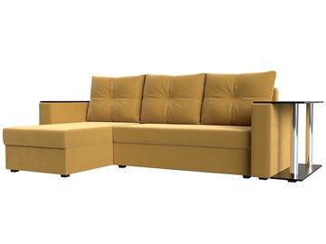 Угловой раскладной диван Атланта Лайт, Желтый (микровельвет) в Магадане