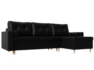 Угловой диван для гостиной Белфаст, Черный (экокожа) в Магадане - предосмотр