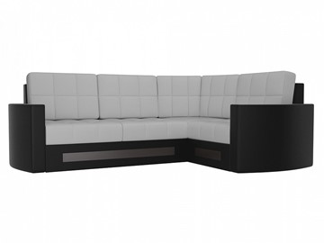 Угловой диван для гостиной Белла, Белый/Черный (экокожа) в Магадане