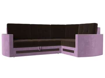 Угловой раскладной диван Белла, Коричневый/Сиреневый (Микровельвет) в Магадане