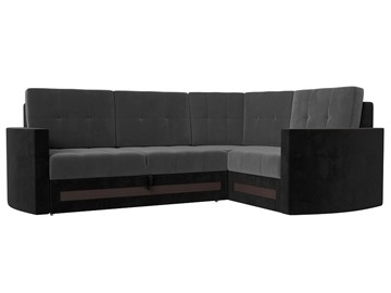 Угловой раскладной диван Белла, Серый/Черный (Велюр) в Магадане
