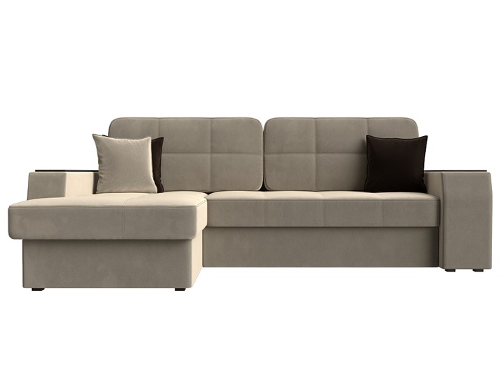 Угловой диван Брюссель, Бежевый/коричневый (вельвет) в Магадане - изображение 1
