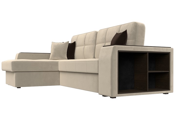 Угловой диван Брюссель, Бежевый/коричневый (вельвет) в Магадане - изображение 2
