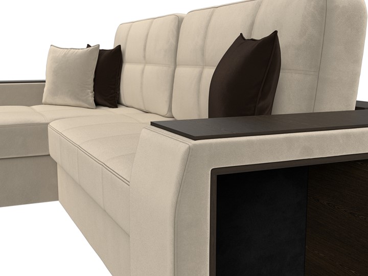Угловой диван Брюссель, Бежевый/коричневый (вельвет) в Магадане - изображение 3