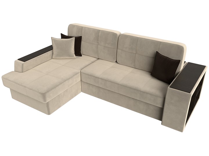 Угловой диван Брюссель, Бежевый/коричневый (вельвет) в Магадане - изображение 4