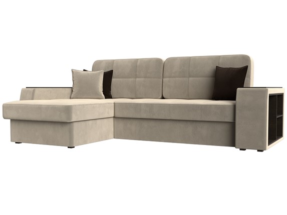 Угловой диван Брюссель, Бежевый/коричневый (вельвет) в Магадане - изображение
