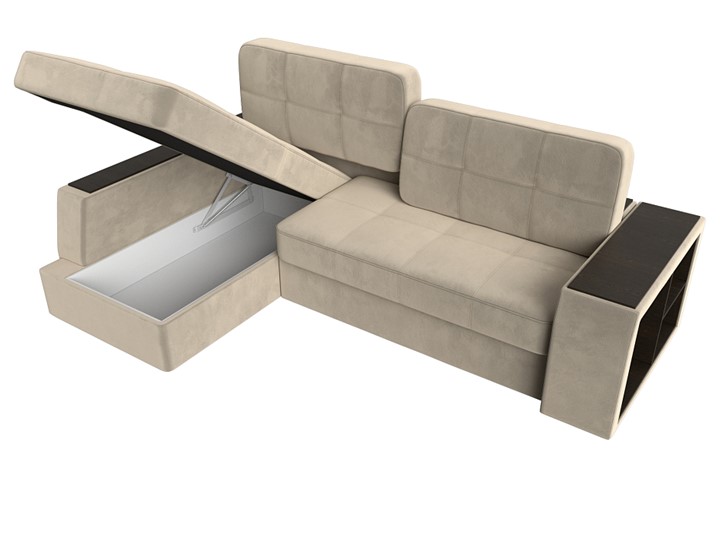 Угловой диван Брюссель, Бежевый/коричневый (вельвет) в Магадане - изображение 6