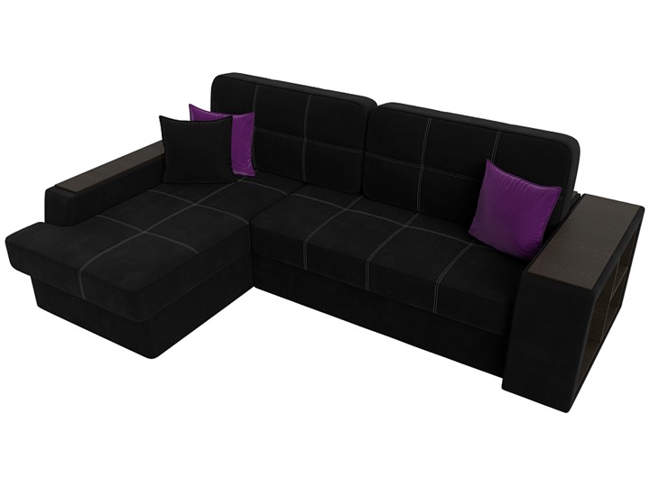 Угловой диван Брюссель, Черный/фиолетовый (вельвет) в Магадане - изображение 4