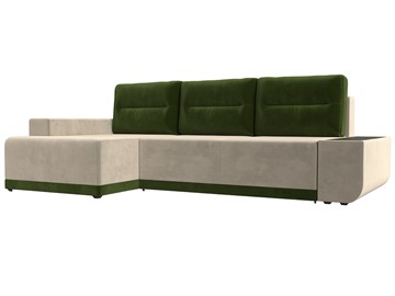 Угловой диван Чикаго, Бежевый/Зеленый (микровельвет) в Магадане