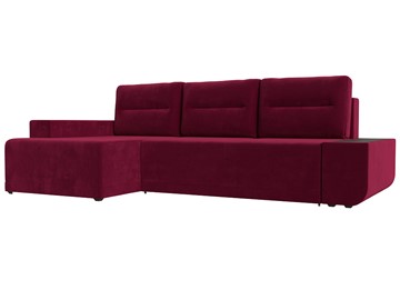 Угловой диван с оттоманкой Чикаго, Бордовый (микровельвет) в Магадане
