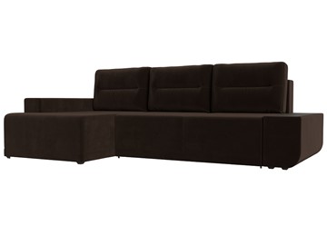 Угловой раскладной диван Чикаго, Коричневый (микровельвет) в Магадане
