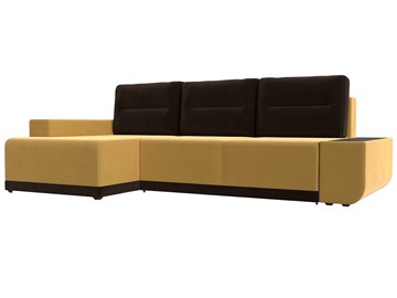 Угловой диван с оттоманкой Чикаго, Желтый/Коричневый (микровельвет) в Магадане