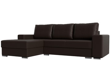 Угловой диван с оттоманкой Дрезден, Коричневый (Экокожа) НПБ в Магадане