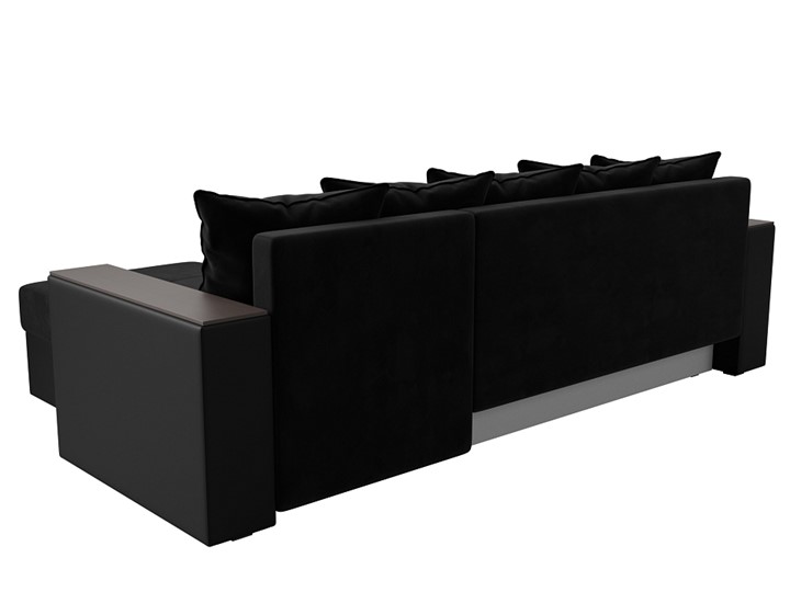 Угловой диван с оттоманкой Дубай Лайт, Черный/Черный (велюр/экокожа) в Магадане - изображение 7