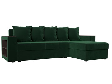 Угловой диван с оттоманкой Дубай Лайт, Зеленый (велюр) в Магадане - предосмотр