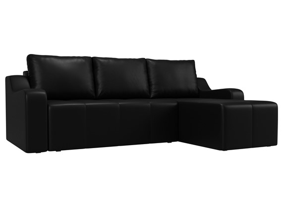 Угловой раскладной диван Элида, Черный (экокожа) в Магадане - изображение