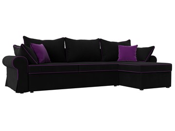 Угловой диван для гостиной Элис, Черный (микровельвет) в Магадане