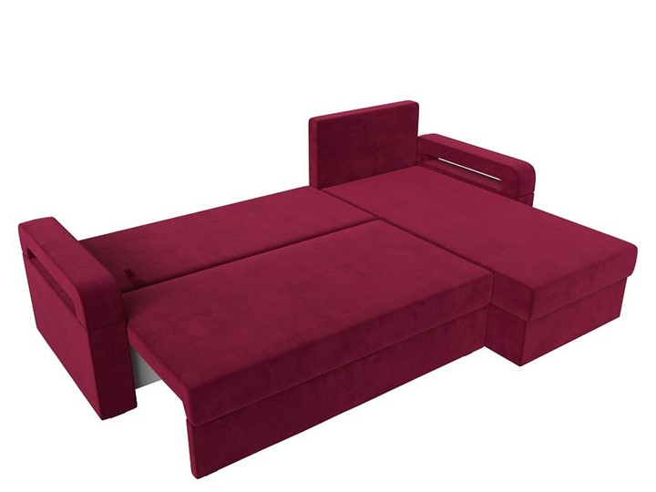 Угловой диван с оттоманкой Гермес Лайт, Бордовый (Микровельвет) в Магадане - изображение 2