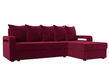 Угловой диван с оттоманкой Гермес Лайт, Бордовый (Микровельвет) в Магадане - предосмотр