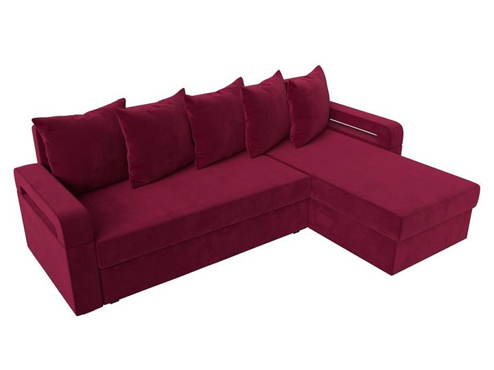 Угловой диван с оттоманкой Гермес Лайт, Бордовый (Микровельвет) в Магадане - изображение 5