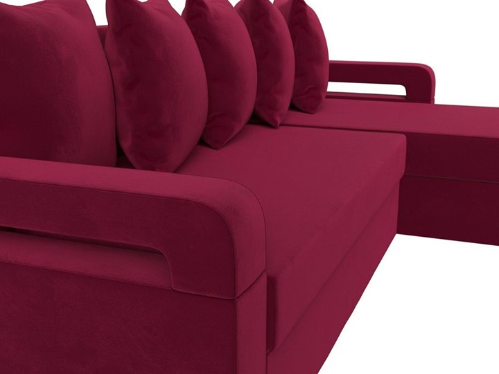 Угловой диван с оттоманкой Гермес Лайт, Бордовый (Микровельвет) в Магадане - изображение 6