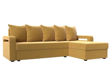 Угловой диван с оттоманкой Гермес Лайт, Желтый (Микровельвет) в Магадане