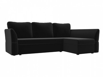 Угловой диван с оттоманкой Гесен, Черный (микровельвет) в Магадане - предосмотр