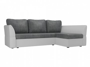 Угловой диван с оттоманкой Гесен, Серый/Белый (рогожка/экокожа) в Магадане - предосмотр