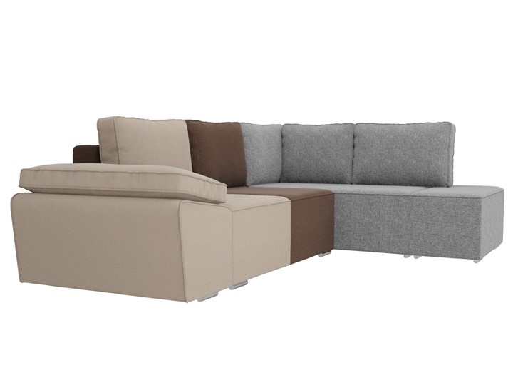 Угловой диван для гостиной Хавьер, Бежевый/Коричневый/Серый (рогожка) в Магадане - изображение 4
