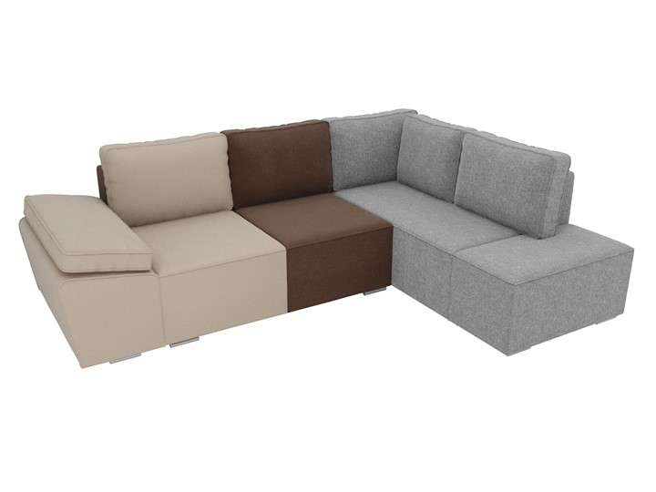 Угловой диван для гостиной Хавьер, Бежевый/Коричневый/Серый (рогожка) в Магадане - изображение 5