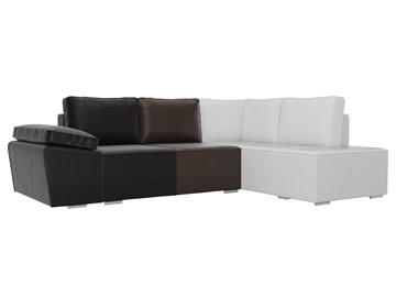 Угловой диван для гостиной Хавьер, Черный/Коричневый/Белый (экокожа) в Магадане - предосмотр