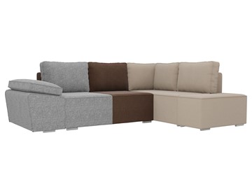 Угловой диван для гостиной Хавьер, Серый/Коричневый/Бежевый (рогожка) в Магадане