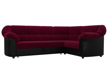Угловой диван для гостиной Карнелла, Бордовый/Черный (микровельвет/экокожа) в Магадане - предосмотр