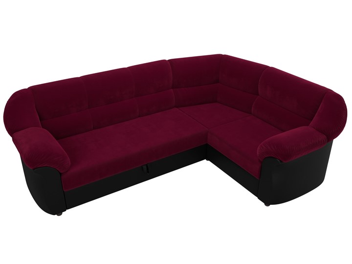 Угловой диван для гостиной Карнелла, Бордовый/Черный (микровельвет/экокожа) в Магадане - изображение 5