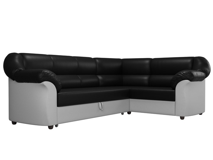 Большой угловой диван Карнелла, Черный/Белый (экокожа) в Магадане - изображение 3