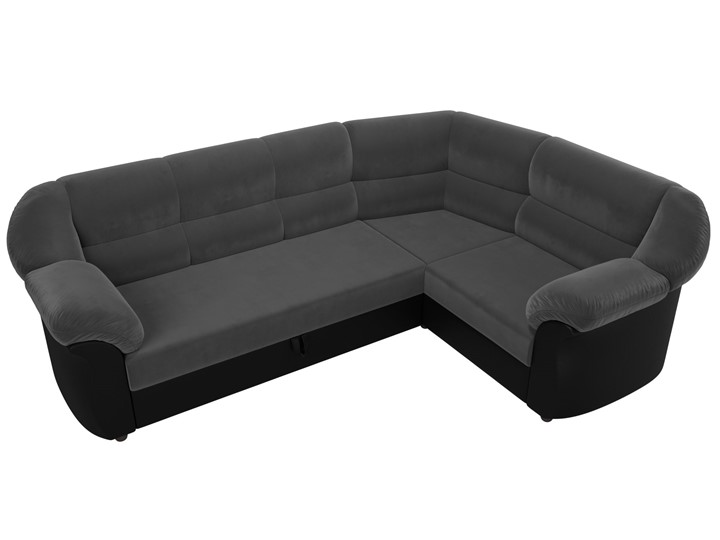 Угловой диван Карнелла, Серый/Черный (велюр/экокожа) в Магадане - изображение 5