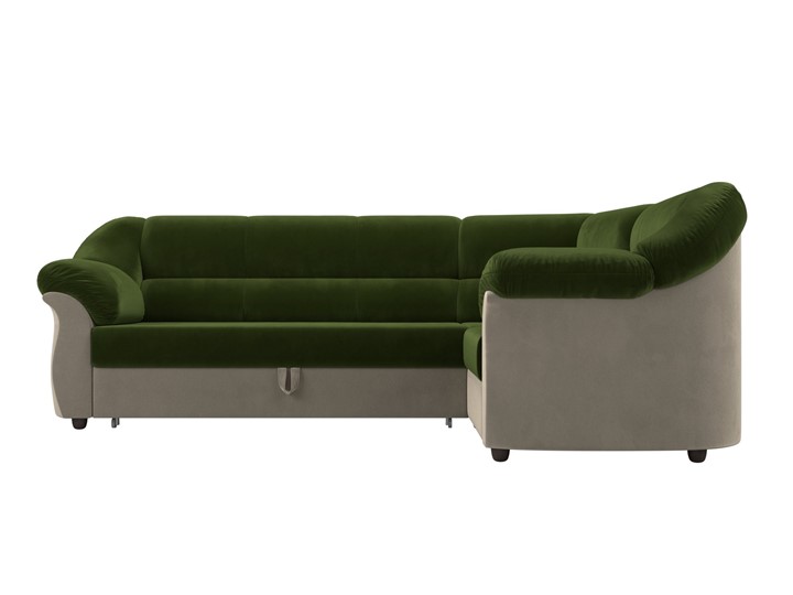 Угловой диван Карнелла, Зеленый/Бежевый (микровельвет) в Магадане - изображение 2