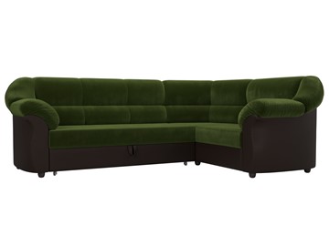 Большой угловой диван Карнелла, Зеленый/Коричневый (микровельвет/экокожа) в Магадане - предосмотр