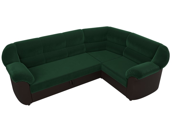 Угловой диван Карнелла, Зеленый/Коричневый (велюр/экокожа) в Магадане - изображение 5