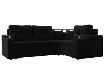 Угловой раскладной диван Комфорт, Черный (микровельвет) в Магадане - предосмотр
