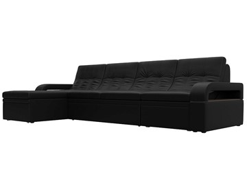 Угловой раскладной диван Лига-035 Лонг, Черный (Экокожа) в Магадане