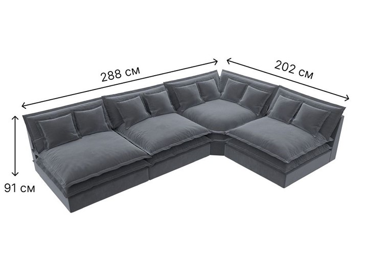 Угловой диван Лига-040, Серый (велюр) в Магадане - изображение 6