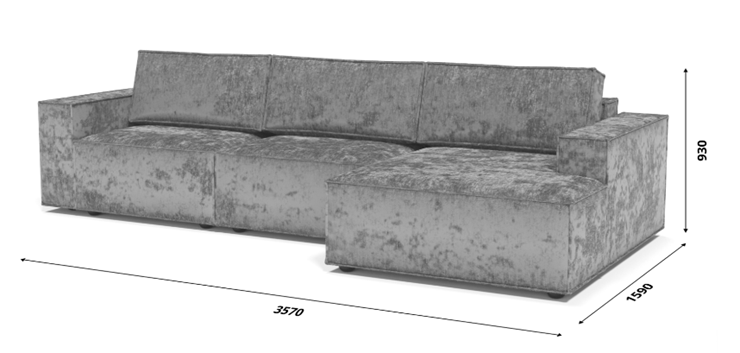 Угловой диван с оттоманкой Лофт 357х159х93 (НПБ/Тик-так) в Магадане - изображение 8