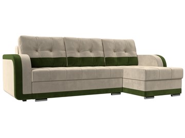 Угловой диван Марсель, бежевый/зеленый (микровельвет) в Магадане